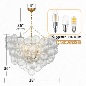 Talia Style Bubble Chandelier Small/Medium/Large - Large 38’’ x 36’’ - Chandeliers