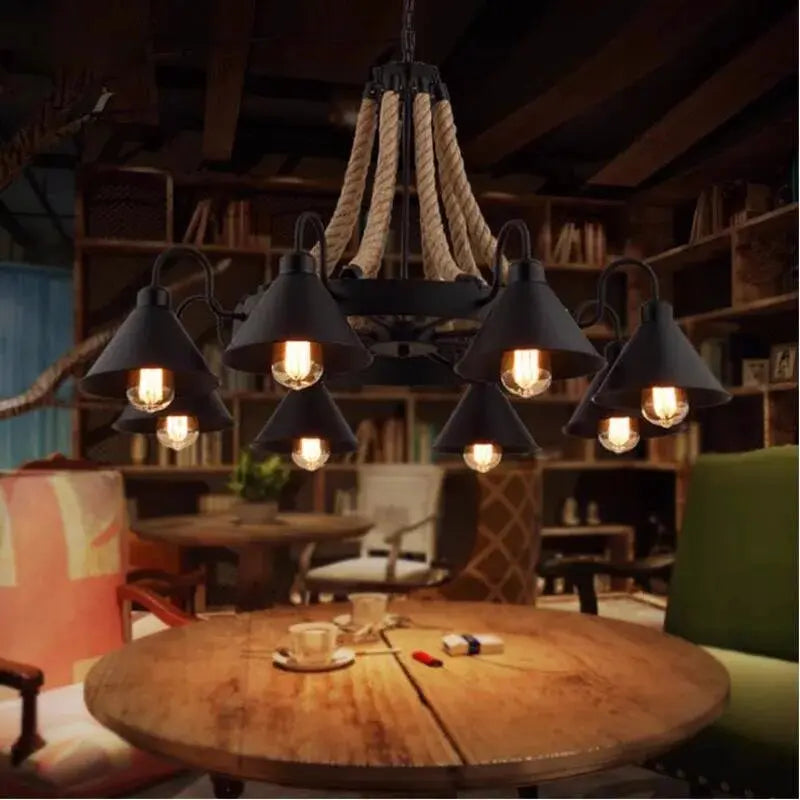 Laura 8 Heads Black Industrial Chandelier Seus Lighting