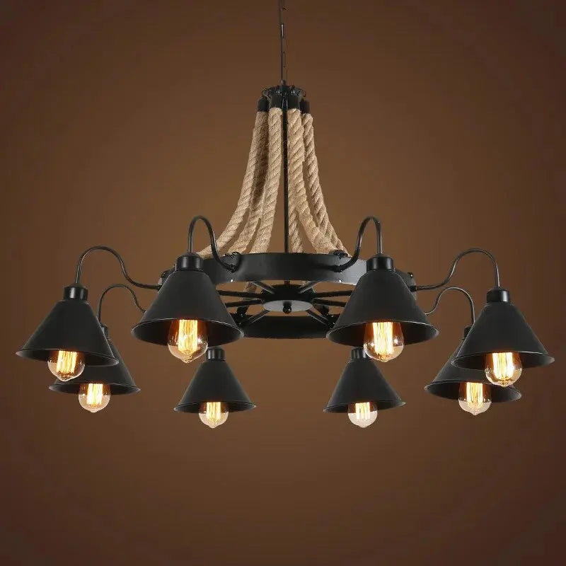 Laura 8 Heads Black Industrial Chandelier Seus Lighting