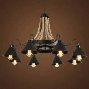 Laura 8 Heads Black Industrial Chandelier Seus Lighting