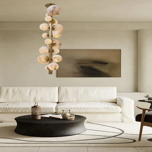 Leila Modern Marble Ball Vertical Liner Chandelier Seus Lighting