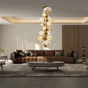 Leila Modern Marble Ball Vertical Liner Chandelier Seus Lighting