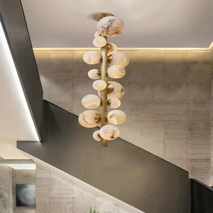Leila Modern Marble Ball Vertical Liner Chandelier Seus Lighting
