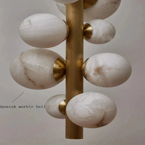 Leila Modern Marble Ball Vertical Liner Chandelier Seus Lighting