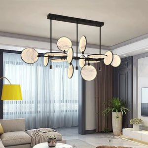 Lesley Modern Art Glass Disc Chandelier Seus Lighting