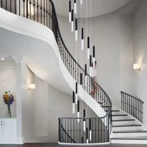 Lum Modern Black Foyer Chandelier For High Ceiling Seus Lighting