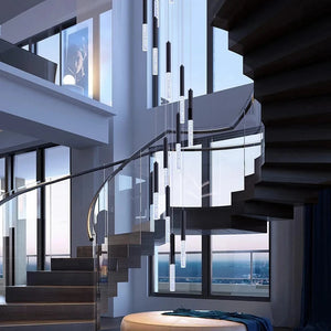 Lum Modern Black Foyer Chandelier For High Ceiling Seus Lighting