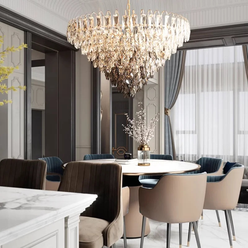 Luny Gold Cascading Waterfall Crystal Chandelier Seus Lighting