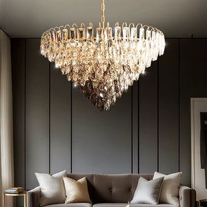 Luny Gold Cascading Waterfall Crystal Chandelier Seus Lighting