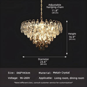 Luny Gold Cascading Waterfall Crystal Chandelier Seus Lighting