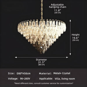 Luny Gold Cascading Waterfall Crystal Chandelier Seus Lighting