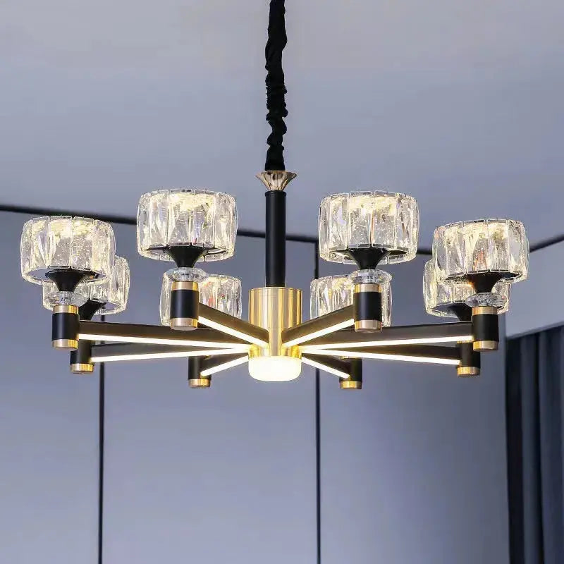 Luxury Led Crystal Chandelier Black/Gold Color Seus Lighting