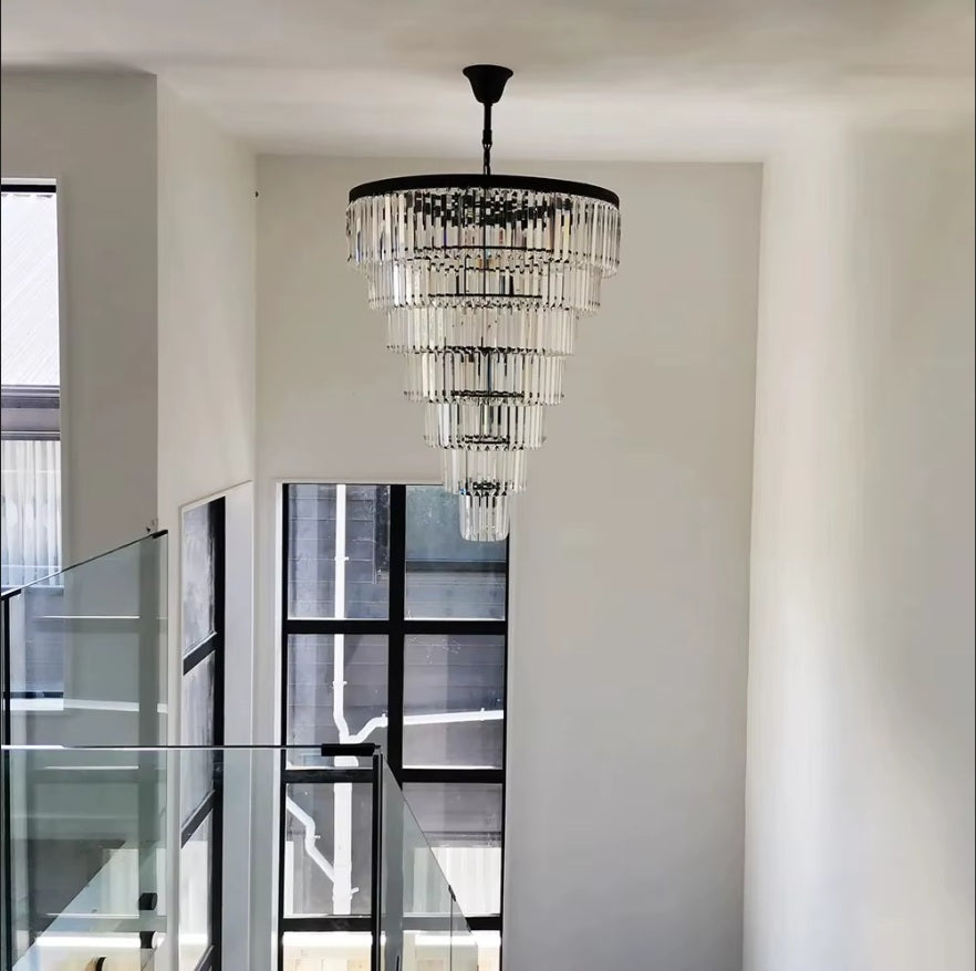 Luxury Tiered Crystal Chandelier for Foyer Seus Lighting