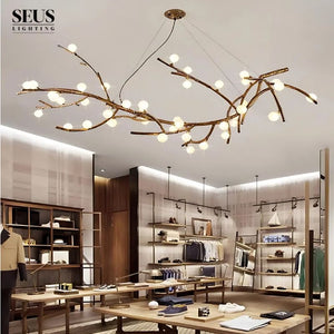 Madelyn Rustic Branch Chandelier Frosted/Clear Ball Seus Lighting