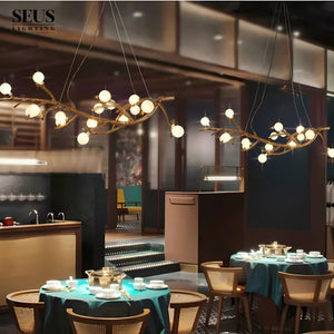 Madelyn Rustic Branch Chandelier Frosted/Clear Ball Seus Lighting