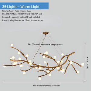 Madelyn Rustic Branch Chandelier Frosted/Clear Ball Seus Lighting