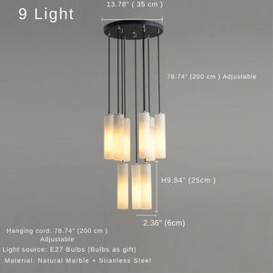 Marble Tube Chandelier for Living Room & Foyer Seus Lighting