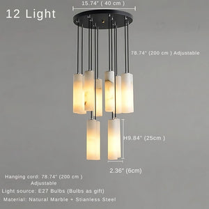 Marble Tube Chandelier for Living Room & Foyer Seus Lighting