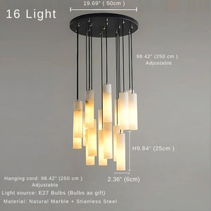 Marble Tube Chandelier for Living Room & Foyer Seus Lighting