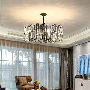 Round Black Crystal Chandelier Small/Medium Seus Lighting