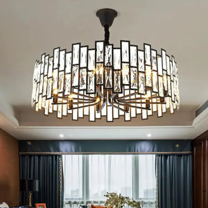Round Black Crystal Chandelier Small/Medium Seus Lighting