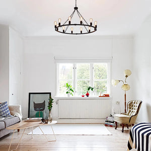 Metal 12 Light Black Chandelier Fixture Seus Lighting