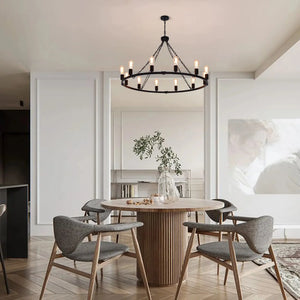 Metal 12 Light Black Chandelier Fixture Seus Lighting