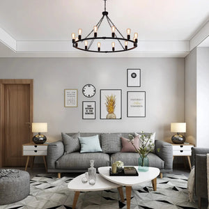 Metal 12 Light Black Chandelier Fixture Seus Lighting