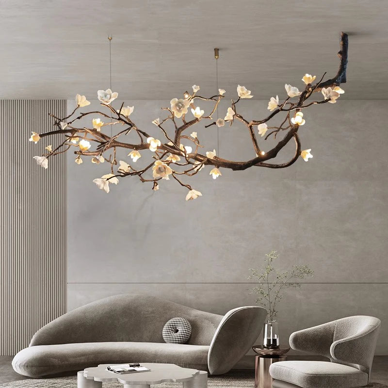 Minas Dimmable Rustic Tree Branch Chandelier Seus Lighting