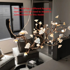 Minas Dimmable Rustic Tree Branch Chandelier Seus Lighting