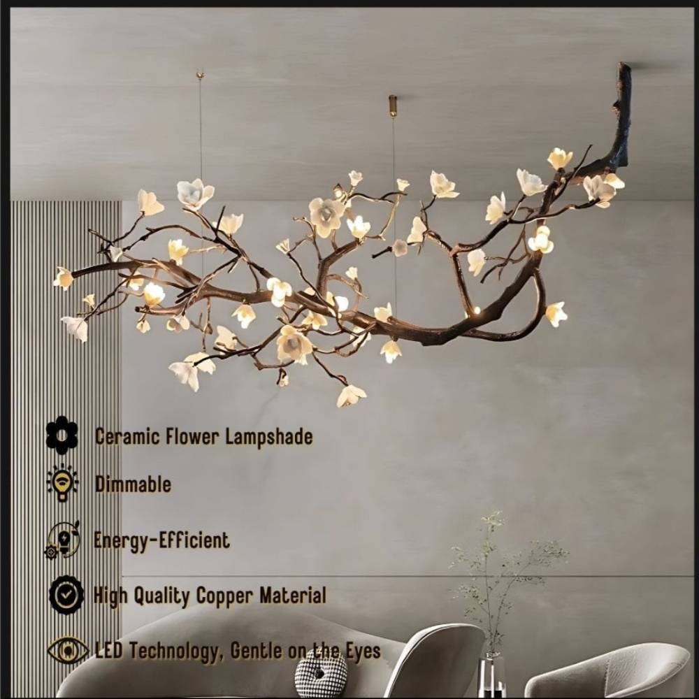 Minas Dimmable Rustic Tree Branch Chandelier  Seus Lighting
