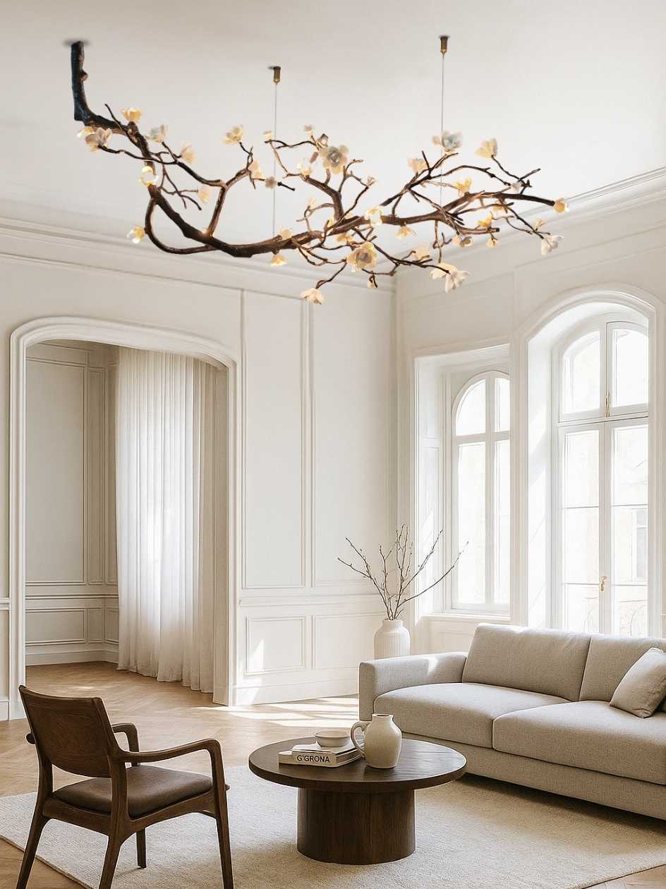 Minas Dimmable Rustic Tree Branch Chandelier  Seus Lighting