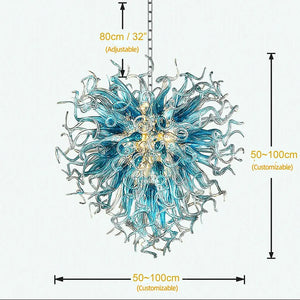 Modern Aqua Blue Glass Chandelier - Chandeliers