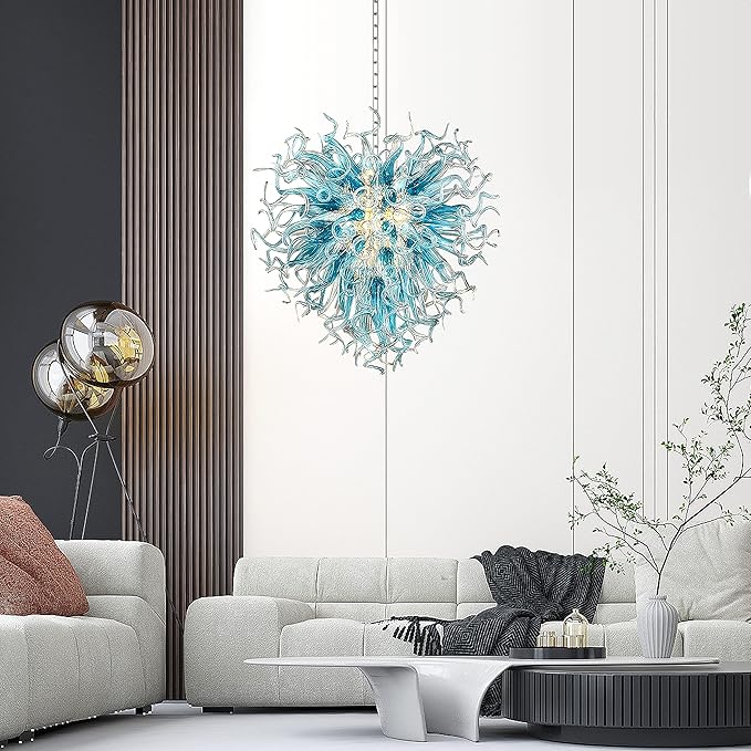 Modern Aqua Blue Glass Chandelier Seus Lighting