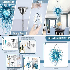 Modern Aqua Blue Glass Chandelier Seus Lighting