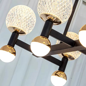 Modern Black Linear Dining Room Chandelier 12/16 Lights Seus Lighting