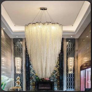 Modern Crystal Beaded Chandelier for Staircase&Foyer Seus Lighting
