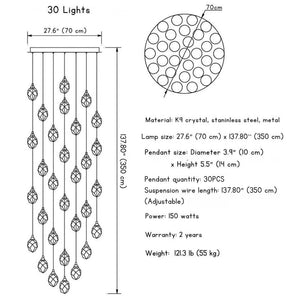 Modern Crystal Chandelier for High Ceiling Living Room Seus Lighting