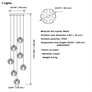 Modern Crystal Glass Bubble Chandelier for Foyer Seus Lighting