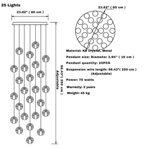 Modern Crystal Glass Bubble Chandelier for Foyer Seus Lighting