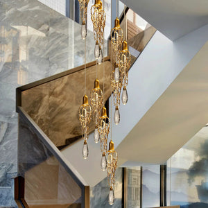 Modern Crystal Glass Drops Chandelier for Staircase Seus Lighting