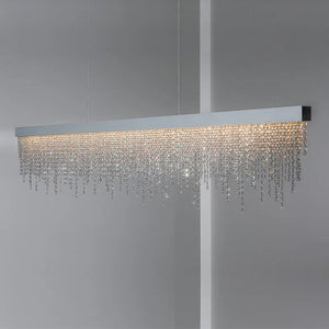 Modern Crystal Rectangular Dining Table Chandelier Seus Lighting