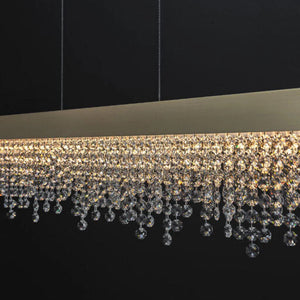 Modern Crystal Rectangular Dining Table Chandelier Seus Lighting