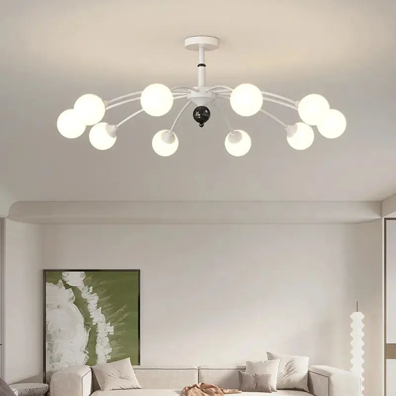 Modern Flush Mount Chandelier Beige/Silver Colors Seus Lighting