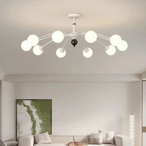 Modern Flush Mount Chandelier Beige/Silver Colors Seus Lighting