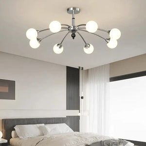 Modern Flush Mount Chandelier Beige/Silver Colors Seus Lighting