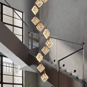 Modern Gold Long Spiral Crystal Chandelier for Staircase Seus Lighting