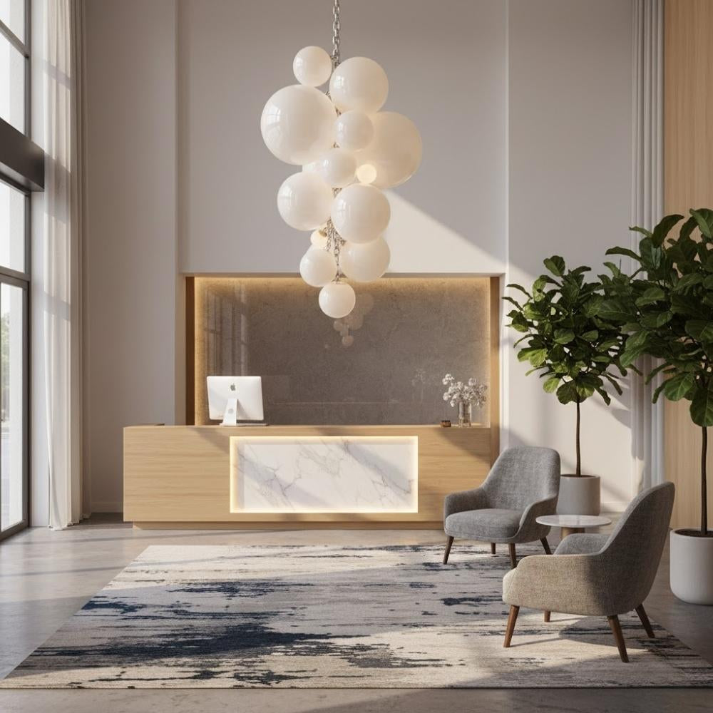 Modern Large Glass Bubble Chandelier White / 39.37” (100cm) x 55.06” (140cm) / Remote Seus Lighting