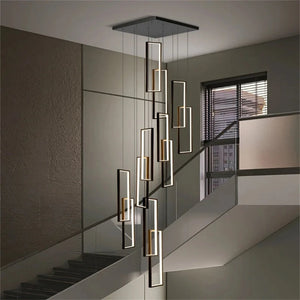 Modern Large Vertical Rectangle Chandelier For Staircae Seus Lighting