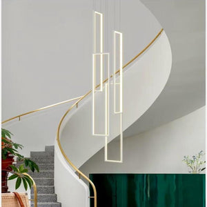 Modern Large Vertical Rectangle Chandelier For Staircase Seus Lighting